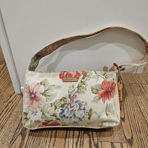 Floral print Fossil canvas and woven straw handbag